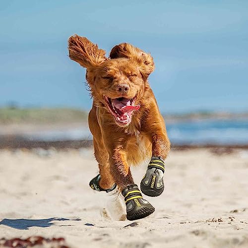 Dog Shoes, Boots For Small Large Medium Dogs, Rain Booties Winter Snow Waterproof, Rugged Anti-Slip Sole, Breathable Paw Protectors With Reflective Front&Back, Thermal Suede Fabric, Yellow, 4-Pack(#5) #TOP1