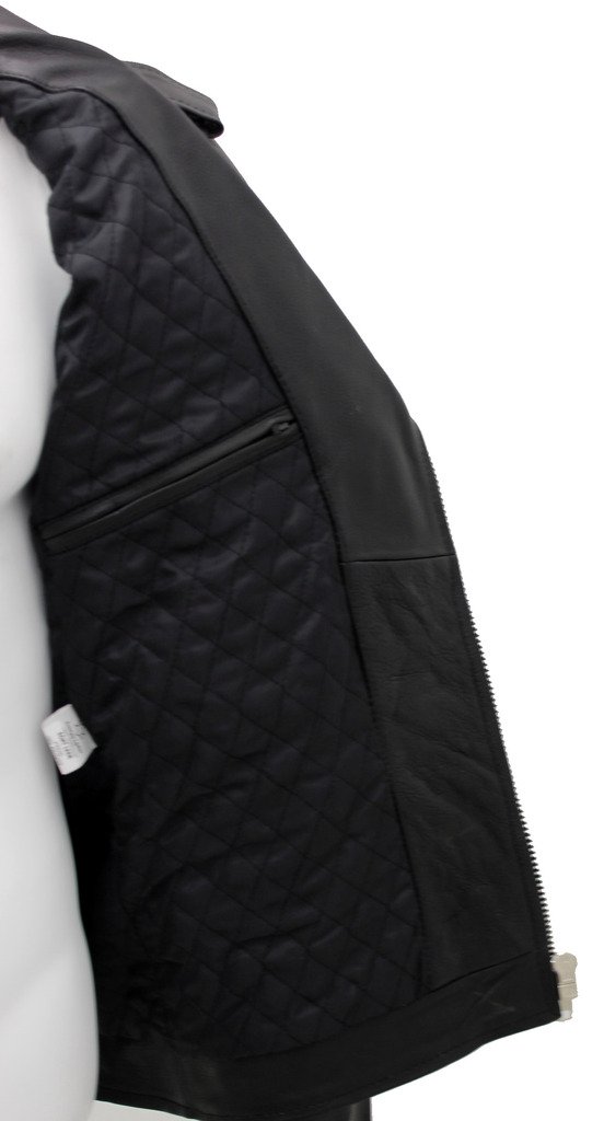 Hombres elegante Brando chaqueta de cuero negro motociclista