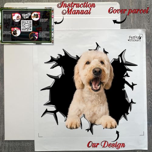 Image of Cute Dog Stickers for Car Window Decals Waterproof Funny Sticker (Goldendoodle Car Sticker)
