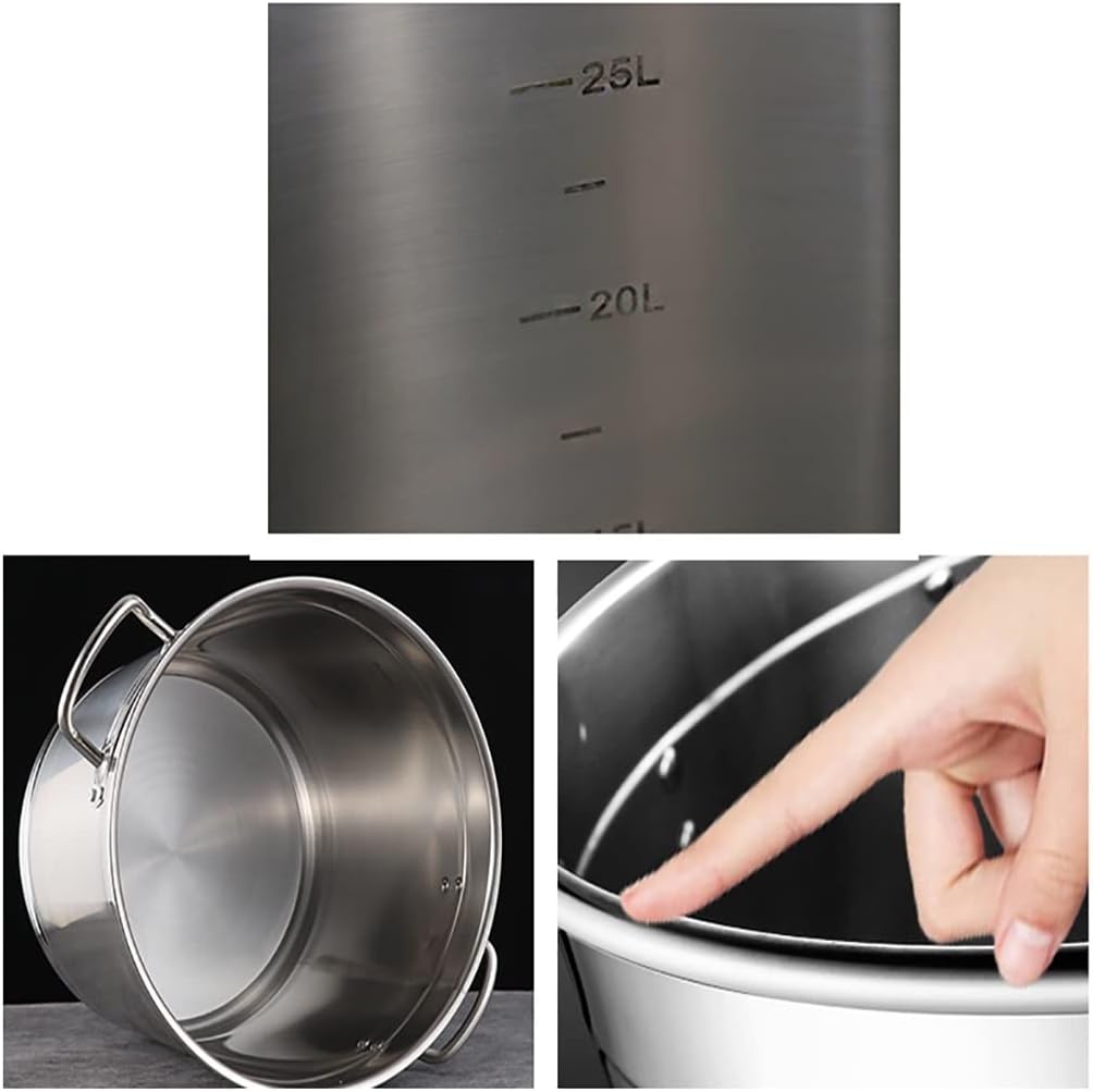 Stock Pot, Commercial/Household Thick Stainless Steel Deep Soup Pot with Lid for Gas Stove/induction Cooker (12-80L) (Size : 60L)