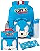 Sonic The Hedgehog Boys Backpack Set | Kids Gamer Blue Rucksack Bundle with School Bag, Pencil Case, Lunch Bag & Water Bottle