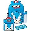 Sonic the hedgehog boys backpack set kids 4 piece blue rucksack set with school bag pencil case lunch bag water bottle sonic gamer complete matching bundle back to school gifts for children  urban country home decor