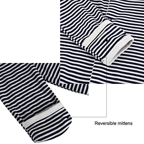 Baby Footed Pajamas Snap with Mittens - 3 pcs Infant Footie Onesies Cotton Sleepwear Outfit (0-3 Months, Grey/Stripe/Excavator)