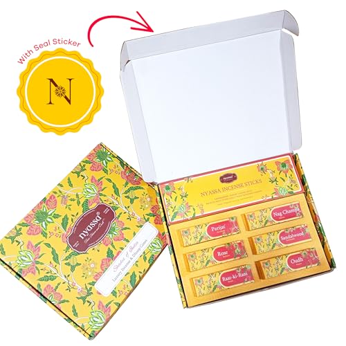 Image of Nyassa Shades of India Luxury Home Fragrance Gift Set | Premium Handcrafted Dhoop Cones & Handcrafted Incense Sticks | Floral & Woody Fragrances | Raksha Bandhan Gifts for Brother, Sister & Family