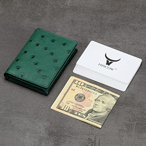 Image of HISCOW Full Grain Leather Business Card Holder Case | Minimalist EDC wallet, gusset holds 25 cards, ID window, fits folded bills, bifold profile, premium gifts for men & women