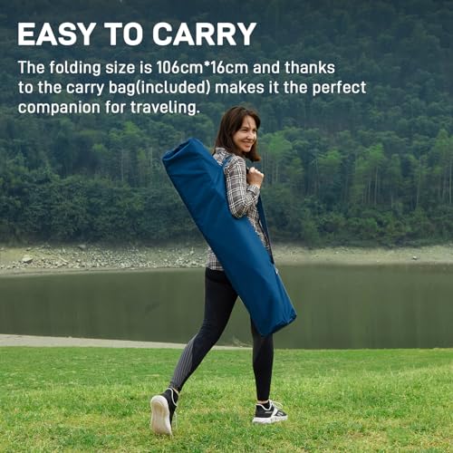 EVER ADVANCED Camp Bed for Adults Folding Camp Beds with Side Pocket Heavy Duty Camp Cot Enlarged Camping Cot Bed with Carry Bag Portable Camping Beds for Outdoor Office Guest Loads 200KG Blue - Image 7