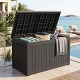 Yardgrace Outdoor Storage Box, 270 Gallon Waterproof Deck Box [Upgraded 3.1], Giant Resin Storage for Large Cushions, Heavy Duty Outside Lockable Bench Seat, Large Backyard Party, Black