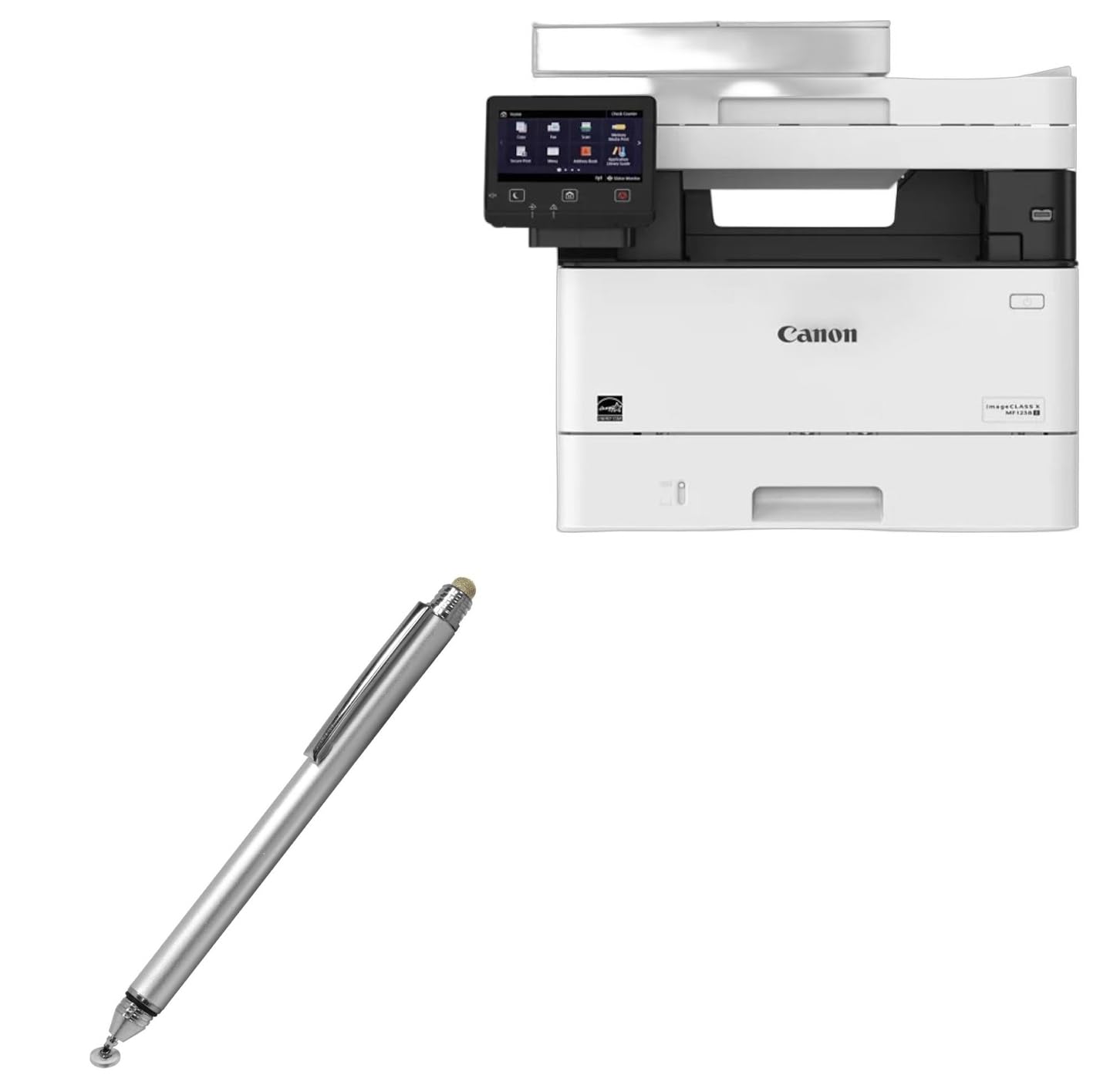 BoxWave Stylus Pen Compatible with Canon imageCLASS X MF1238 II - DualTip Capacitive Stylus, Fiber Tip Disc Tip Capacitive Stylus Pen - Metallic Silver