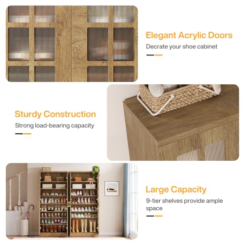 Image of Tribesigns Tall Shoe Cabinet with Doors, 8-Tier Modern Shoe Storage Cabinet