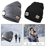 QKTYB Wireless Bluetooth Beanie Hat with Touchscreen Gloves LED Headlamp V5.0 USB Rechargeable Music Hat Washable for Men Women Running Skiing Hiking Camping Cycling Grey - Image 5