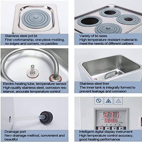 Digital Water Bath for Lab, 2 Holes, Accurate Temp Control, 304 Stainless Steel Tank, 100°C Max, Timer 0-999 Min, Ideal Laboratory Equipment for Experiments and Testing