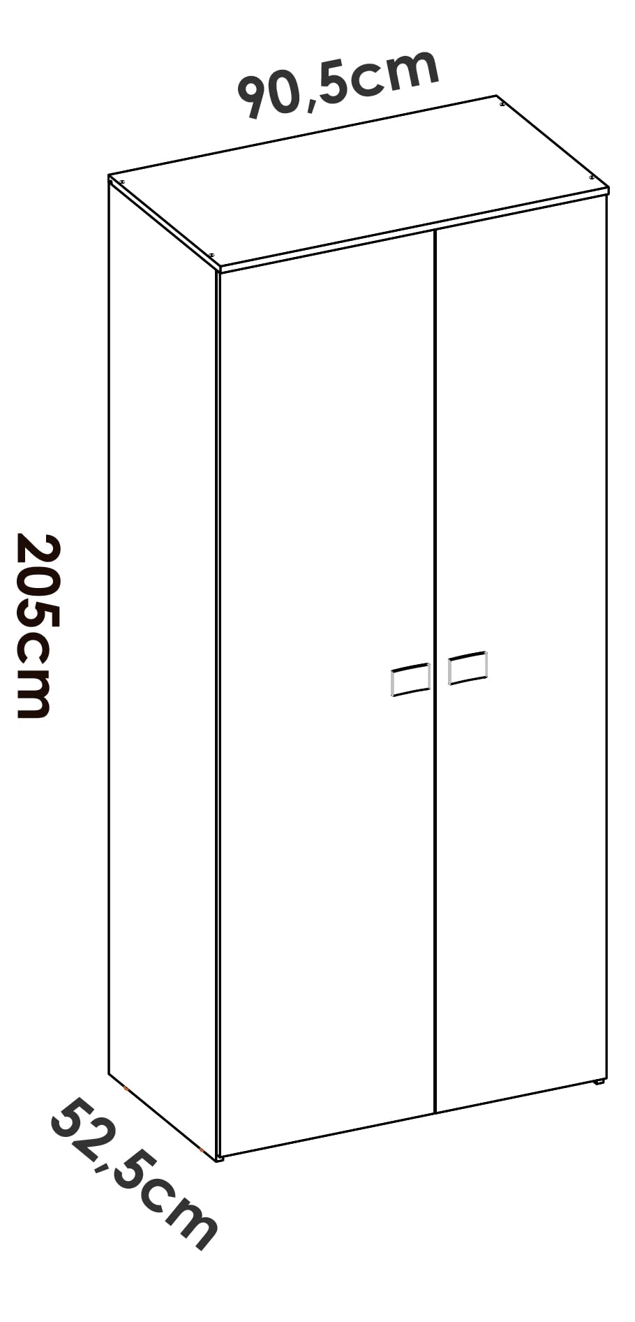 DEKIT GRUPO RIMOBEL Armadio, Melammina, Bianco/Naturale, 205 x 90 x 52