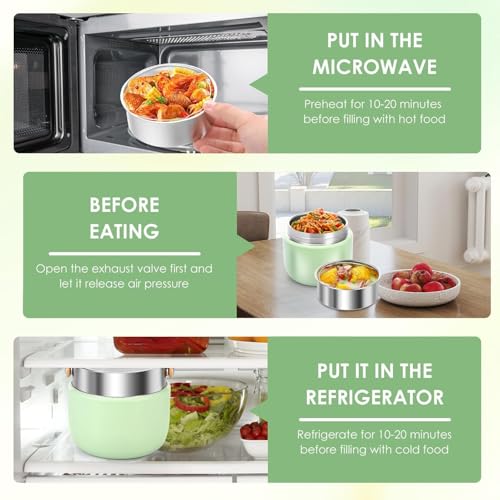 Image of Large Capacity Stainless Steel Lunch Jar 1200ml - Hot & Cold Thermal Food Container with Compartments, Portable Insulated Tiffin Box for Kids, Adults, Office, Camping & Outdoor Meals (Green)