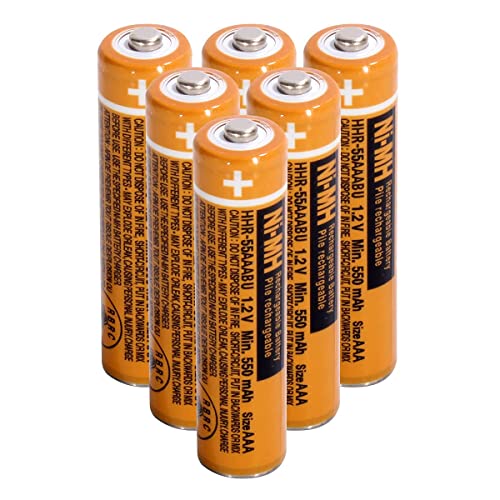 pingju NI-MH AAA Rechargeable Battery 1.2V 550mah 6-Pack hhr-55aaabu AAA Batteries for Panasonic Cordless Phones, Remote Controls, Electronics