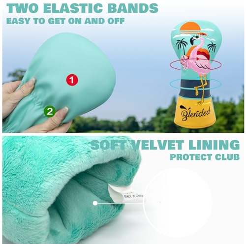 BAIRBRE Golfschlägerhauben Flamingos Driver Cover Fariway Wood Headcover Hybrid Head Cover Leder Golf Schlägerhaube passend für alle Marken (für Hybrid)