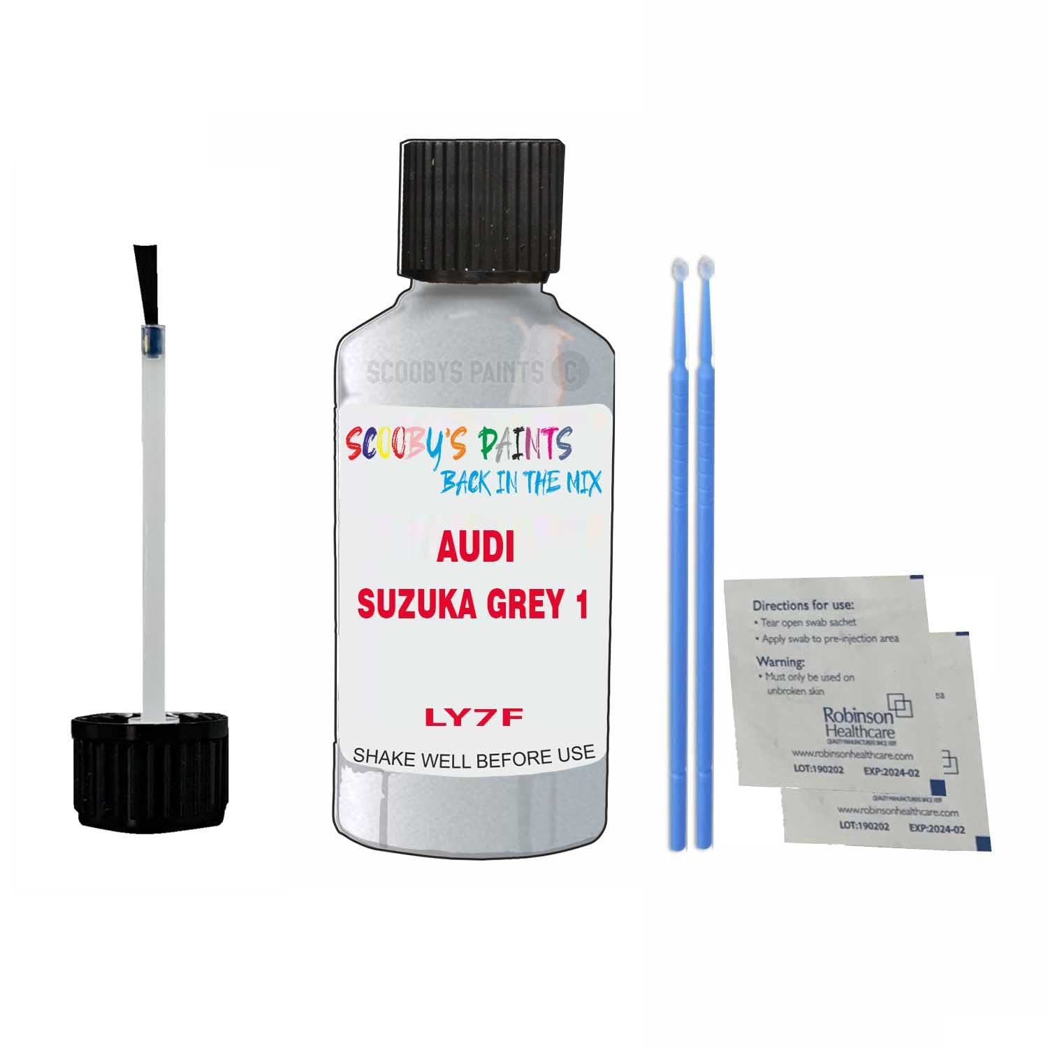 Scoobys Paints Back In The Mix Suzuka Grey 1 Touch Up Paint For Audi Tt Rs Ly7f 2009-2022 30Ml Bottle Brush Scratch Stone Chip Repair Pen