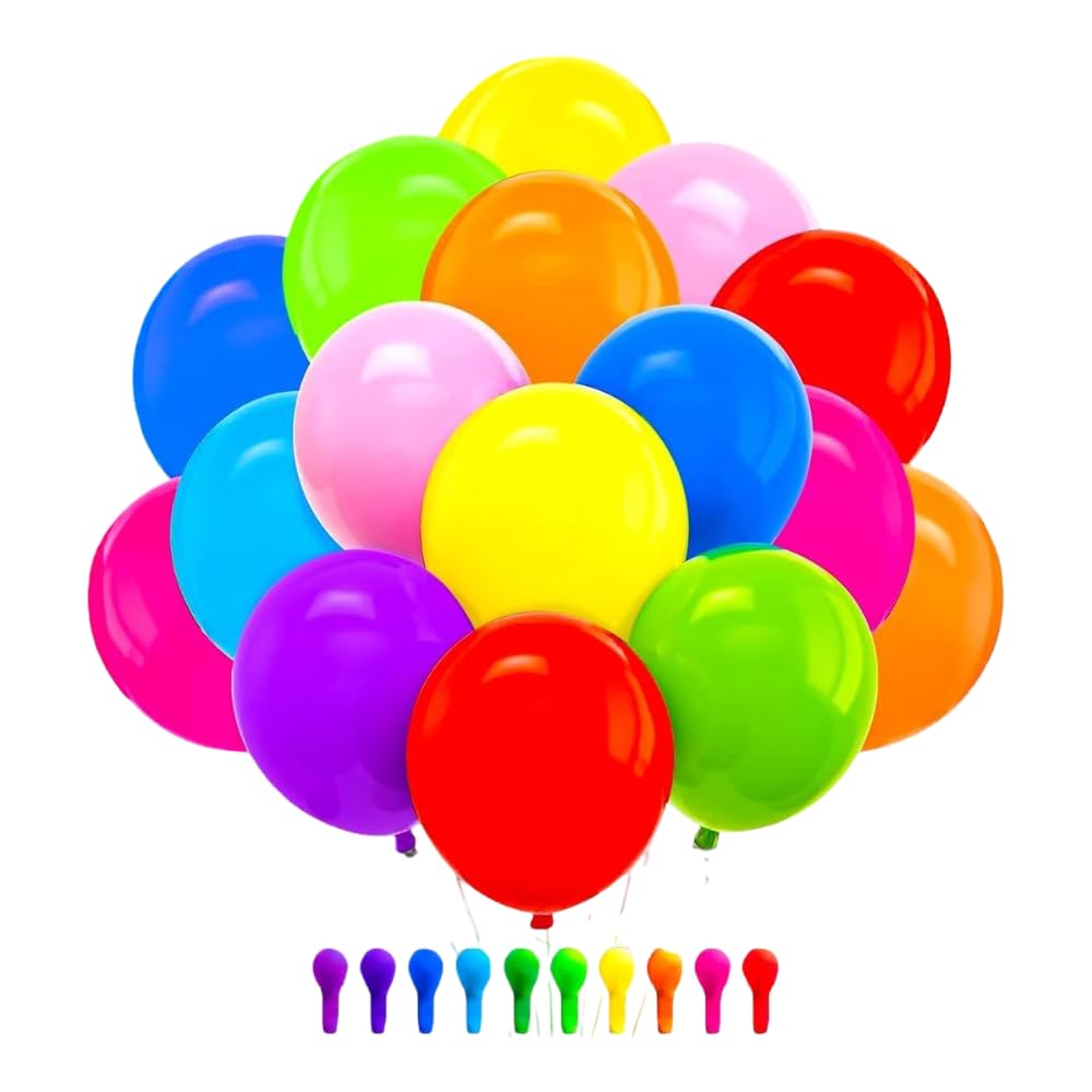 12 Inch Latex Balloons | Party Supplies | Rainbow Colours | 100 Balloons
