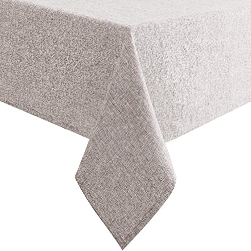 Hiasan Tischdecke Leinenoptik Eckig Tischtuch Wasserabweisend Tischwäsche, 1 Stück, 135 x 200cm, Stein – Ansicht 1