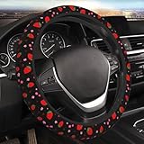 Cherry Strawberry Neoprene Steering Wheel Cover for Men Women Anti-Slip Elastic Steering Wheel Protective Cover 15in Universal Car Accessories Fit Cars, SUVs, Auto
