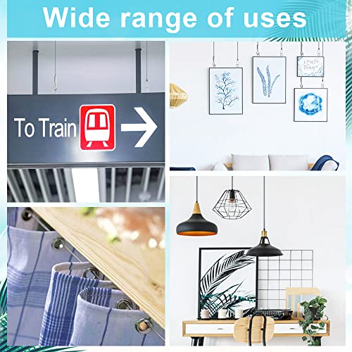 DOUSELLA 4 Stück Edelstahl Draht Seil 1,5mmx2m Edelstahlseil zum Aufhängen Stahlseil mit Schleife Ösen und Haken Edelstahl Spannseil Einstellbar Drahtseil für Gardinen Bilder Lampe, bis 30KG