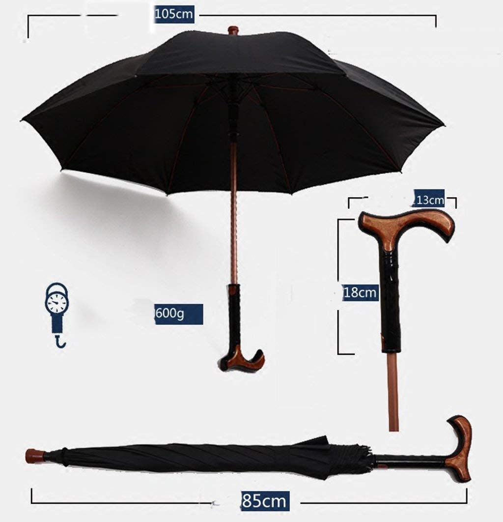 Soporte para bastón para caminar Muleta para bastón para anciano Anciano Telescópico Estable Antideslizante Ligero Altura ajustable con 4 pies y mango de madera Bastones negros para hombres o mujeres