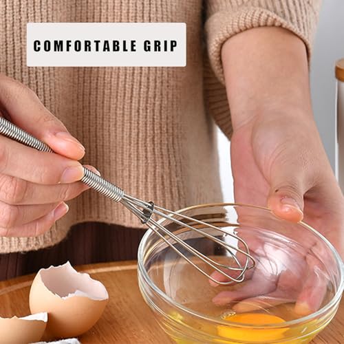 Digead Lot de 3 mini fouets en acier inoxydable 304 robustes pour la cuisine, la pâtisserie, les œufs, les sauces et les crèmes (poignée ergonomique en spirale argentée, passe au lave-vaisselle) – vue 7