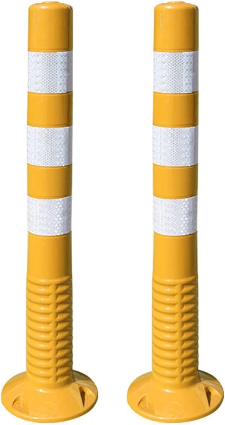 CWCQGH Parking Bollards with Reflective Collars for Traffic Safety and Barrier Control (Yellow+white)