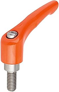 Kipp 06461-1062X40 Zinc Adjustable Handle with M6 External Thread, Modern Design Style, Stainless Steel Components, Metric, Orange Powder-Coated Finish, Size 1, 40 mm Screw Length