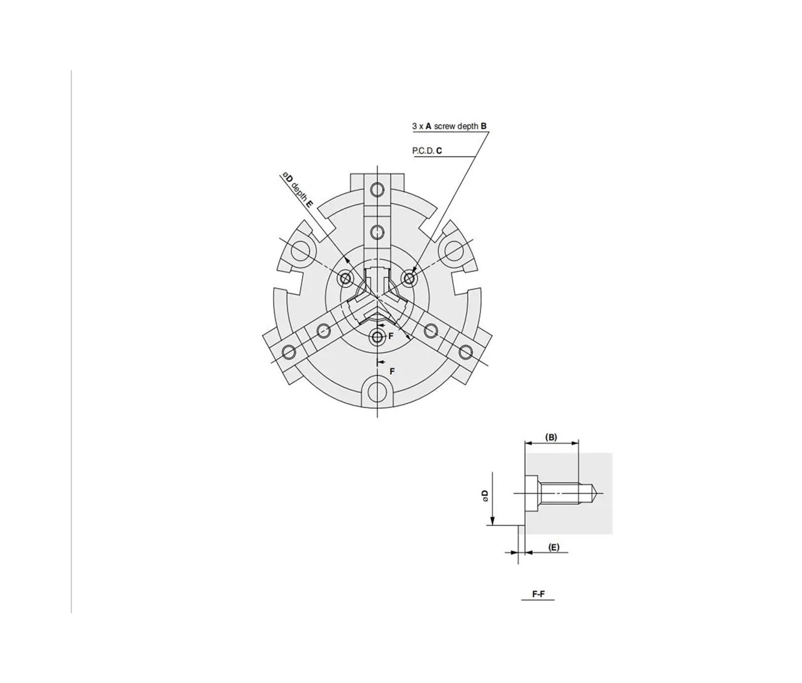MHS3 16D 20D 25D 32D 40D 50D rozmiar 63D 80D 100D 125D Równoległy styl pneumatyczny 3 palce podwójny cylinder obrotowy (MHS3-16D)