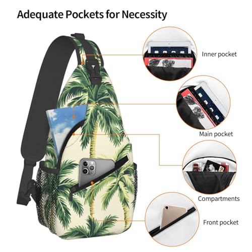 Morrales de senderismo sling bag con diseño Green Palm Tree miniatura 4