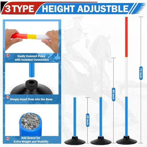 6 Pcs 6FT Pole Bending Poles for Horses | Horse Training Equipment with Round Base | Adjustable Gear for Horse Agility, Equestrian Sports, Soccer Drills, Football Practice & Dog Obstacle Courses - 1