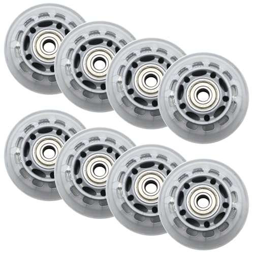 Inline Skate Wheels 64mm, Clear Roller Blade Replacement Wheels with Bearings...