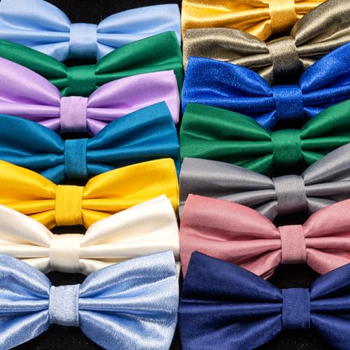 Image of YOHOWA Mens Bow Tie Set Paisley Coloful Pre-tied Bowties Adjustable with Handkerchief Cufflinks Wedding Prom Party