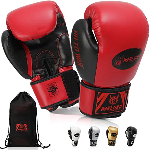Warlord Kanabo Superior Boxing Gloves Men, Muay Thai Gloves, Mma Gloves, Kickboxing Gloves, Punching Bag Gloves, Boxing Bag, Heavy Bag Gloves, Boxing Equipment, Pre Workout Sets (Red, 16 Oz) #TOP5