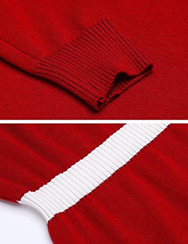 Image of Beyove Women's Colorblock Striped Long Sleeve Cotton Knit Sweater Bodycon Dress XS-XXL