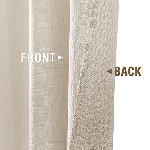 Vangao Beige Linen Textured Farmhouse Curtains 84 Inches Long For Living Room Bedroom Grommet Top Light Filtering Casual Weave Window Drapes 2 Panels #TOP4