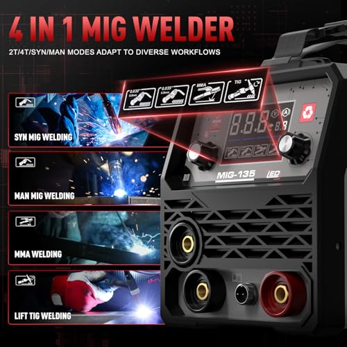 Image of ANDELI 135A Flux Core MIG Welder, 110V Gasless MIG /Lift TIG /Stick 3-in-1