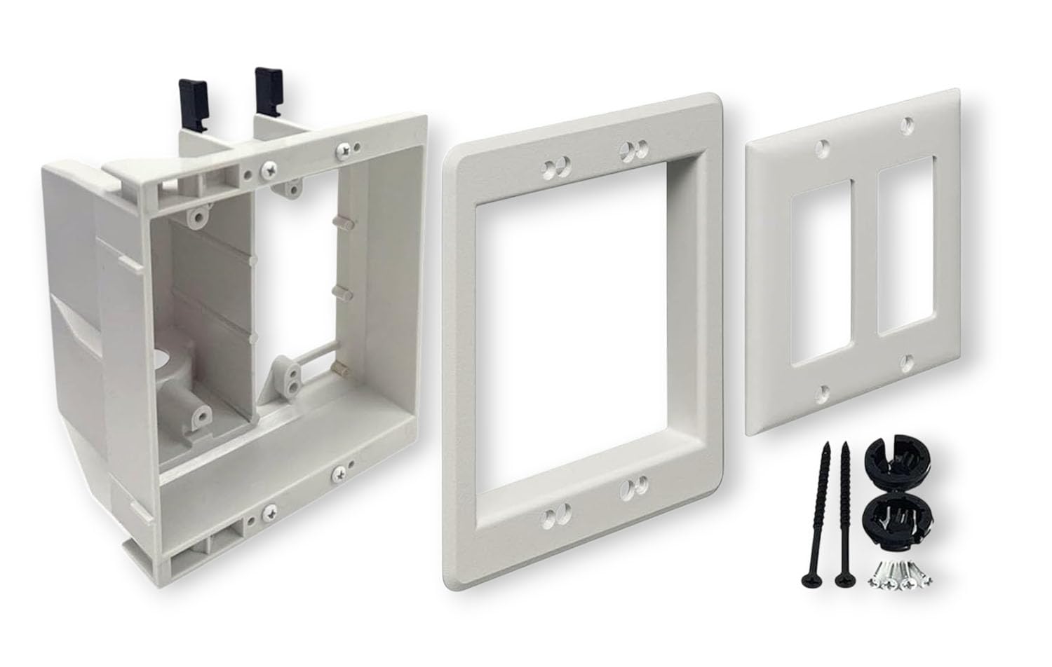 iMBAPrice TVBU505-1 Recessed TV Outlet Box, White, 2-Gang