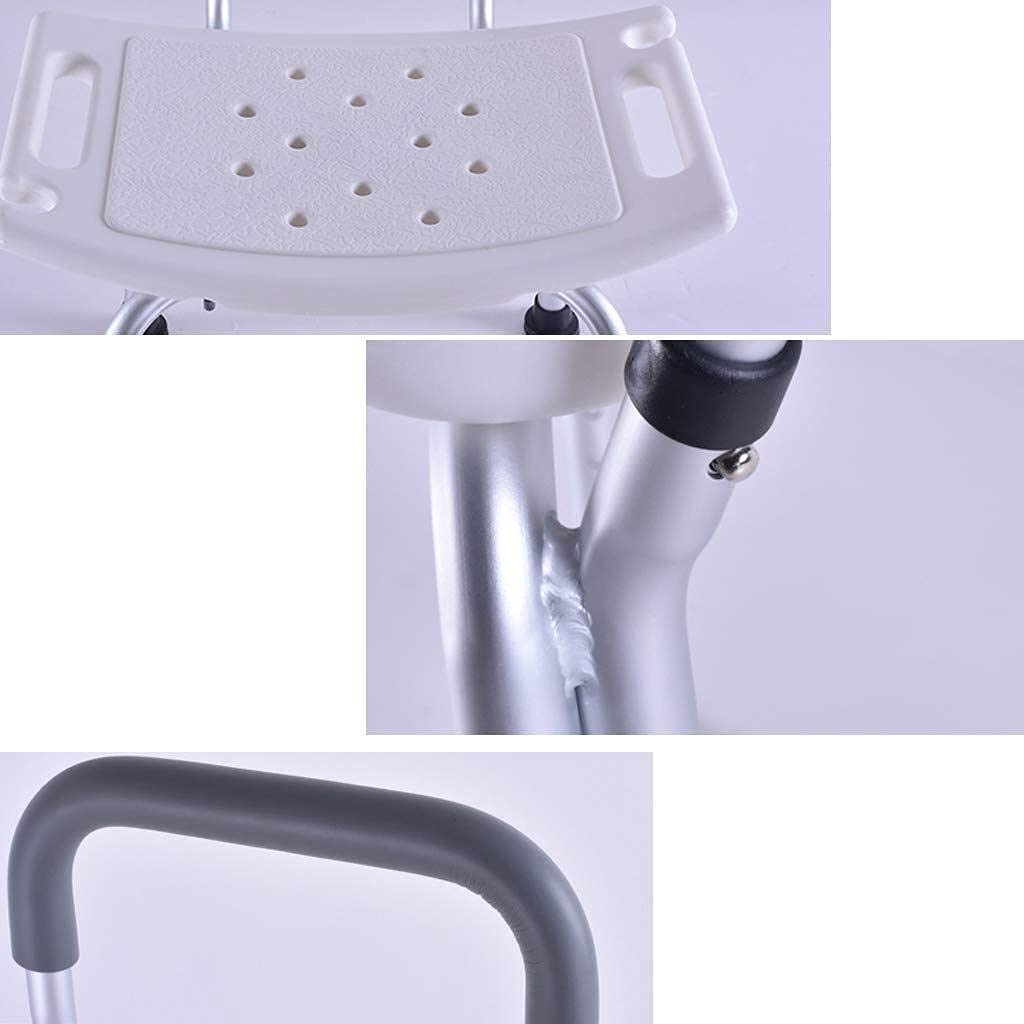 Taburete de Ducha Silla de baño Asiento de baño con apoyabrazos con Respaldo Altura Ajustable Portátil Ligero Aluminio Antideslizante Discapacitados Ancianos Mujeres Embarazadas