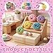 Threehoney 50 Pcs Mini Fake Donut Figures Tiny Doughnuts Figurines Small Realistic Donuts Food Statue Toy for New Years Party Favor Basket Filler Cake Topper Decor Hide and Seek Prop Classroom Prize