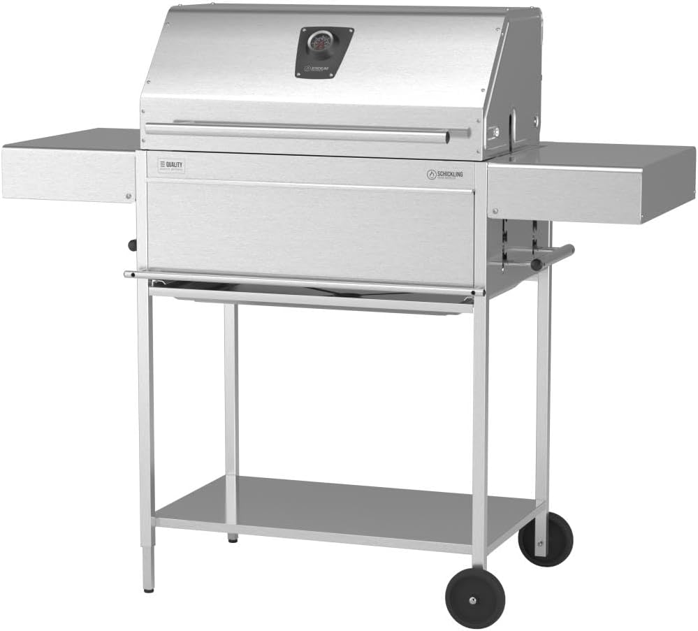 Activa Griglia A Carbone Wagon Angolare – Doppia Griglia Da 41,5x27,5 Cm – Termometro Nel Coperchio E Piano Laterale Pieghevole