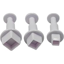 pson 3Pcs Plunger Cookie Cutter Set, Mini Plastic Biscuit Molds for Cake Decorating, Baking, Fondant, and DIY CraftsSquare