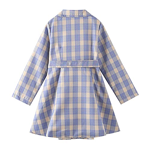 Plaid Trench Coat For Girls，Kids Double Breasted Dress Coats Windbreaker Outwear For Big Girls #TOP1