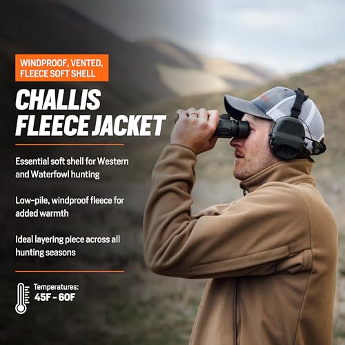 Image of First Lite Men's Challis Fleece - Windproof Soft Shell Camo Hunting Jacket, Hoodless Thermal Layer Hunting Gear For Men
