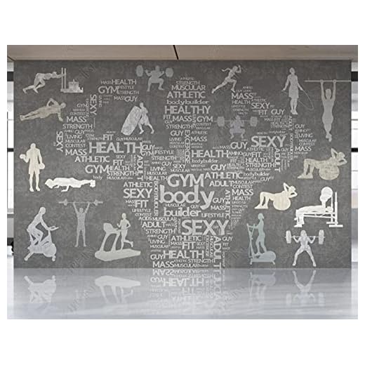Väggpapper för sovrum modern minimalistisk gym fitness träning engelska alfabetet företag företagsbild vägg 3D tapet väggmålning – 450 cm x 300 cm