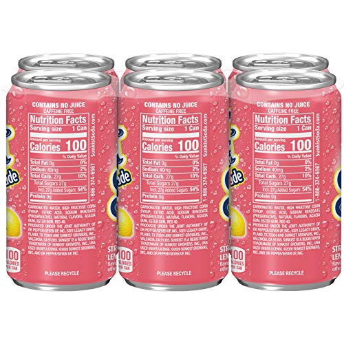 Sunkist Strawberry Lemonade Soda, 7.5 Fl Oz Mini Cans, 6 Pack #TOP4