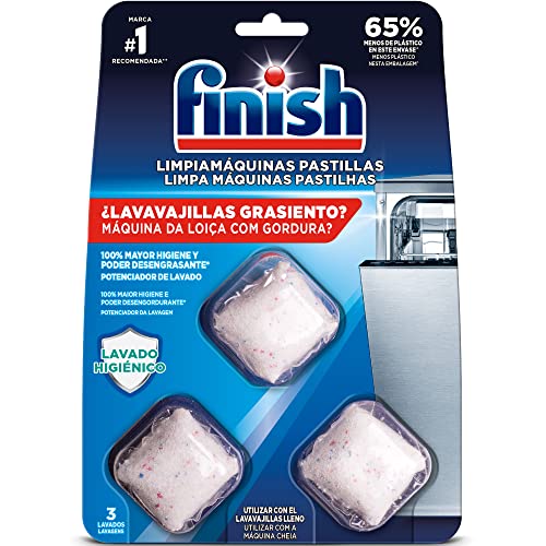 Finish Limpiamáquinas lavavajillas en pastillas, elimina cal y grasa durante el lavado, 3 paquetes x3