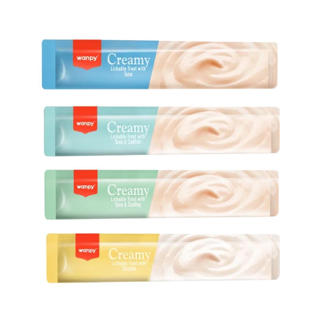 Wanpy Creamy Treats Lot de 50 friandises pour chat 4 saveurs