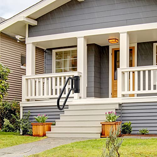 SELEWARE Heavy Duty 28" Handrails for Outdoor 1-3 Step, Non-Slip Door Jamb Corner Wall Mount Stair Hand Railing Grab Bars, U-Shape Safety Handle for Garage, Porch, Garden (Left Handed, Dia 1.3" Pipe) by SELEWARE - Used condition - Image 7