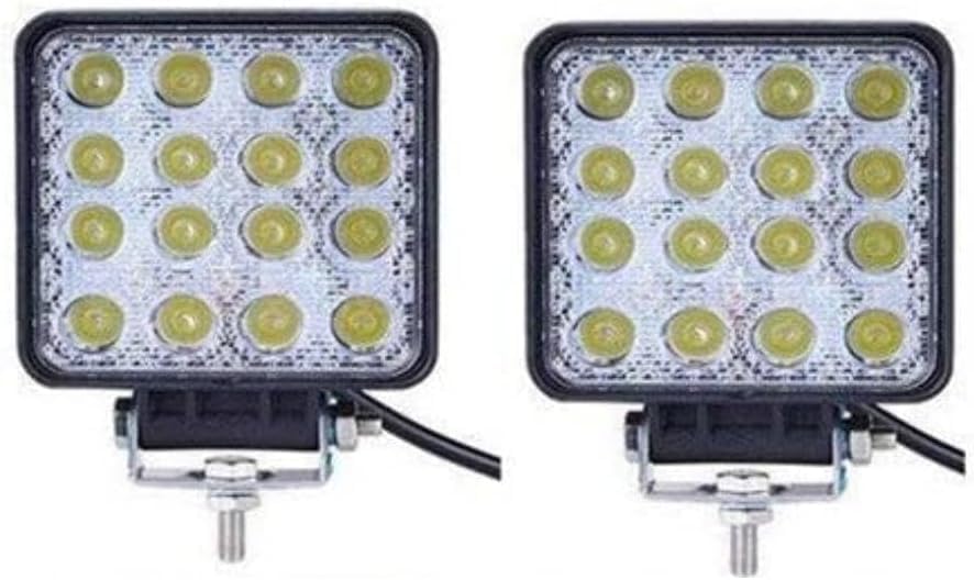 Turboo LED Tractor Work Lights 2Pcs 4 Inch 48W Led Pod Light Square Off Road Fog Flood Lights 12V 24V Work Light for Truck ATV UTV RV RZR Boat Pickup Golf Cart Snow Blower Lights